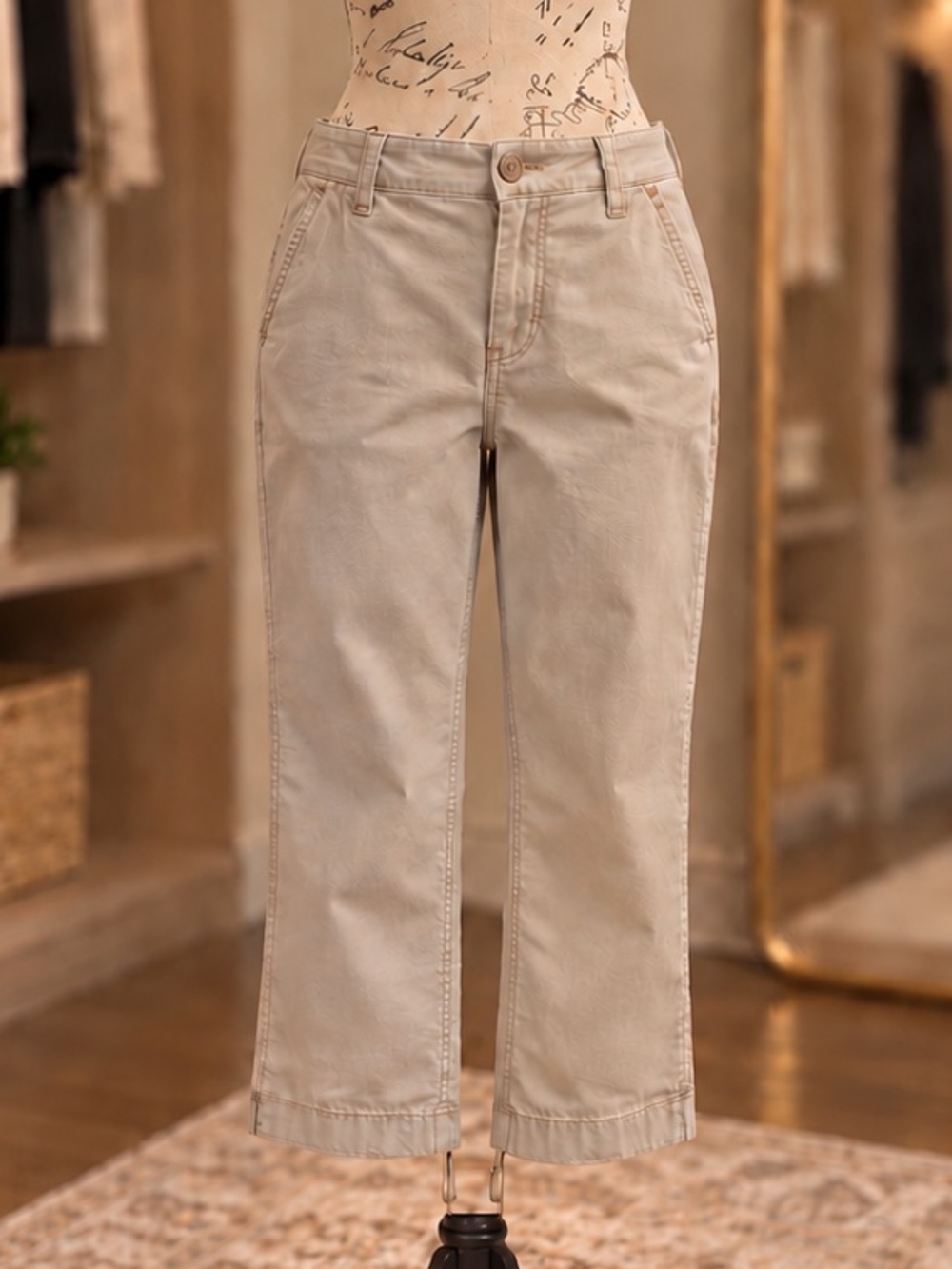 LOFT Petites Khaki Pants Size 8P Beige Straight Leg Ankle Pants